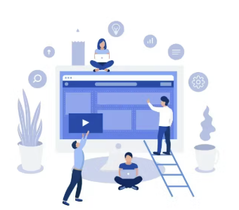 Web development illustration showing website design, coding, and optimization for a fast and user-friendly business website – VisualLok