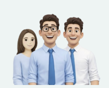 About VisualLok digital marketing team illustration showing three professional avatars representing SEO, performance marketing, and web development services.